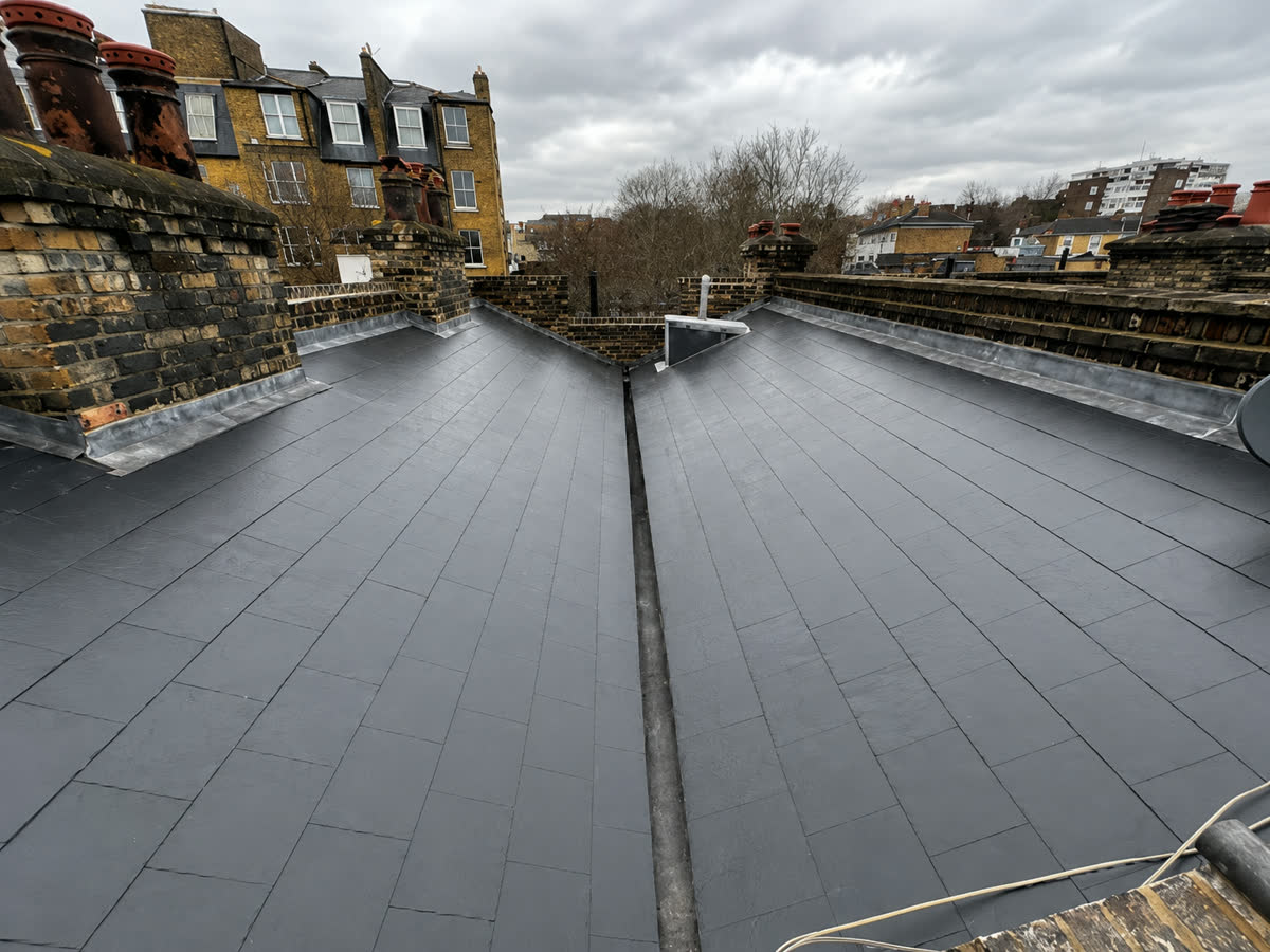 Completed roofing work in London